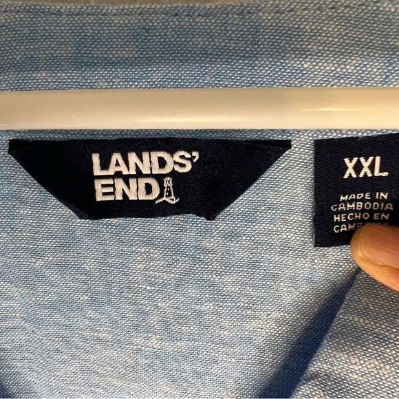 Lands’ End Women's Notch Neck Linen Viscose Tunic Pocket Beachy Boho Sz XXL Blue - Picture 11 of 14